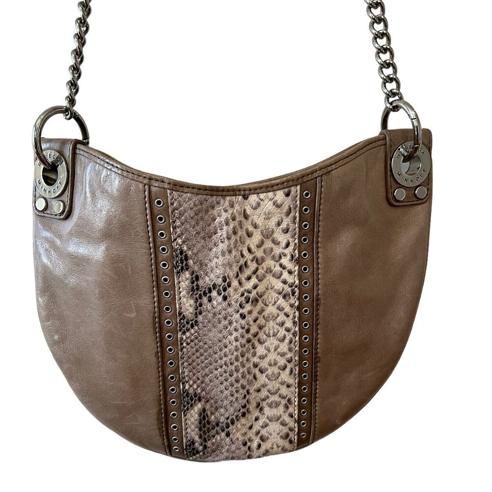 Rebecca Minkoff Python Embossed Curved Bottom Hob… - image 1